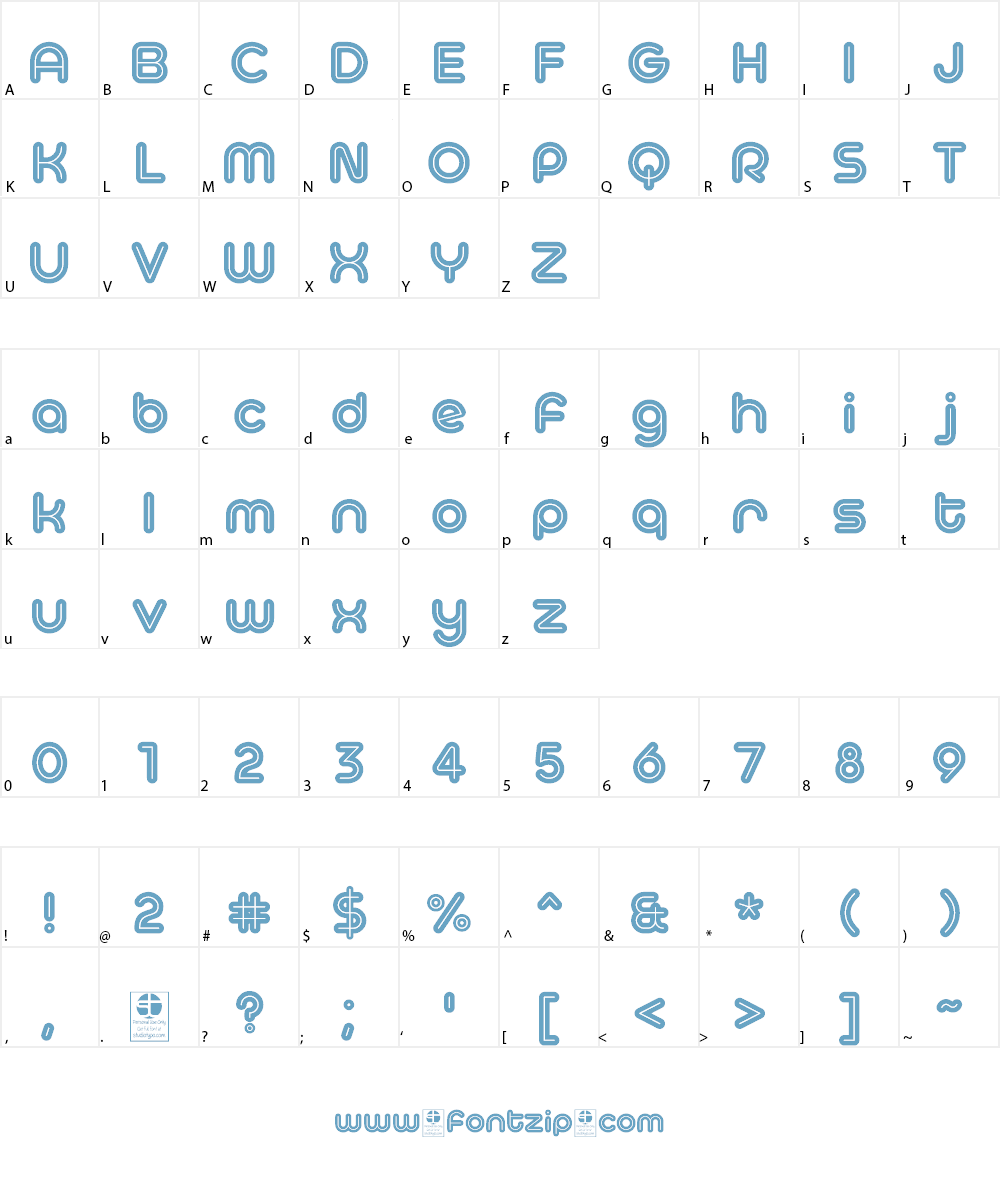 Typo Hoop Inline Demo Font Character